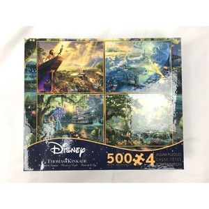 New Thomas Kinkade Disney 4 in 1 Jigsaw Puzzle 500 piece Lion King Peter Pan